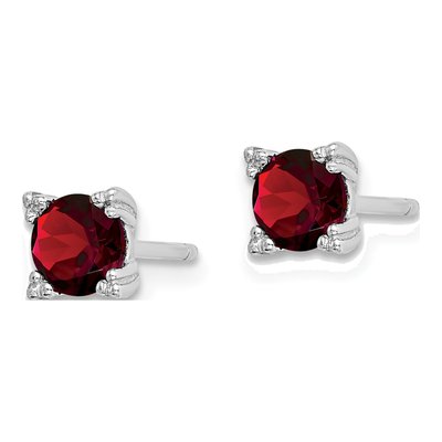 Sterling Silver 5mm Round Garnet Stud Earrings – view 3