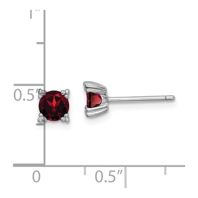 Sterling Silver 5mm Round Garnet Stud Earrings – view 5