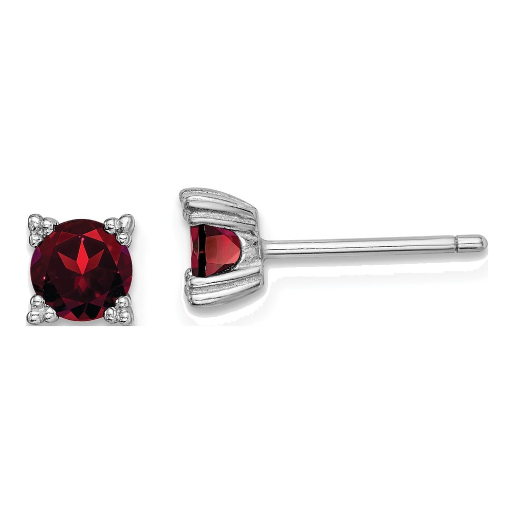 Sterling Silver 5mm Round Garnet Stud Earrings