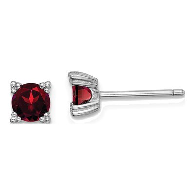 Sterling Silver 5mm Round Garnet Stud Earrings