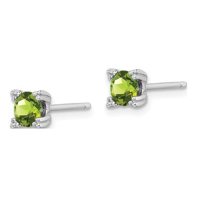 Sterling Silver 5mm Peridot Round Stud Earrings – view 3