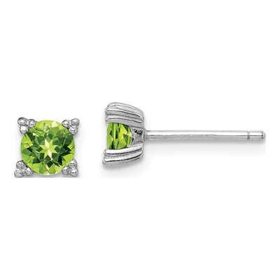 Sterling Silver 5mm Peridot Round Stud Earrings