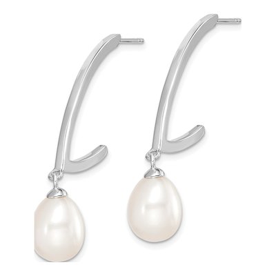 Sterling Silver 44mm Freshwater Cultured Pearl Hoop Earrings – view 3