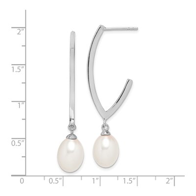 Sterling Silver 44mm Freshwater Cultured Pearl Hoop Earrings – view 5