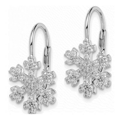 Sterling Silver CZ Snowflake Leverback Earrings – view 3