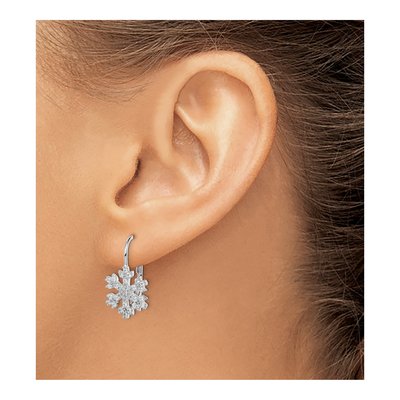 Sterling Silver CZ Snowflake Leverback Earrings – view 5