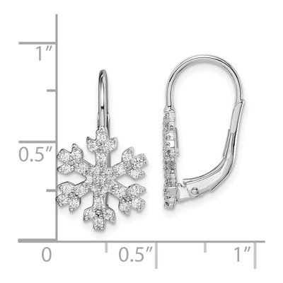 Sterling Silver CZ Snowflake Leverback Earrings – view 6