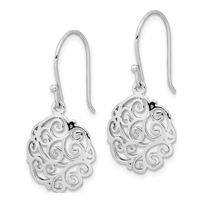 Sterling Silver Filigree Circle Dangle Earrings – view 3