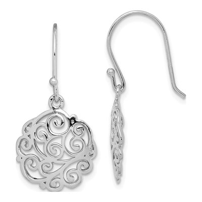 Sterling Silver Filigree Circle Dangle Earrings