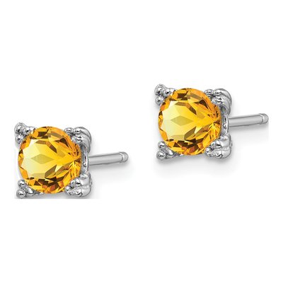 Sterling Silver 5mm Citrine Round Stud Earrings – view 3