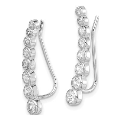 Sterling Silver CZ Ear Climber Threader Earrings – view 3
