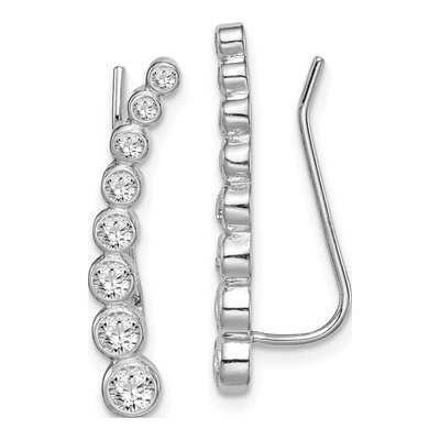 Sterling Silver CZ Ear Climber Threader Earrings