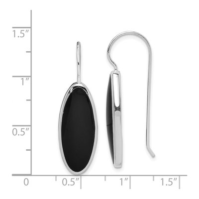 Sterling Silver Onyx Oval Dangle Earrings – view 5