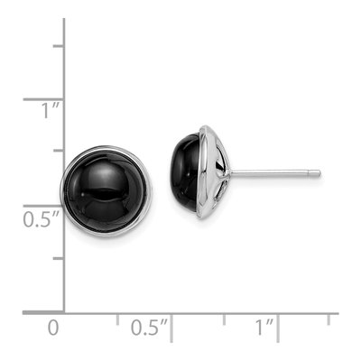 Sterling Silver 10mm Button Onyx Cabochon Stud Earrings – view 6