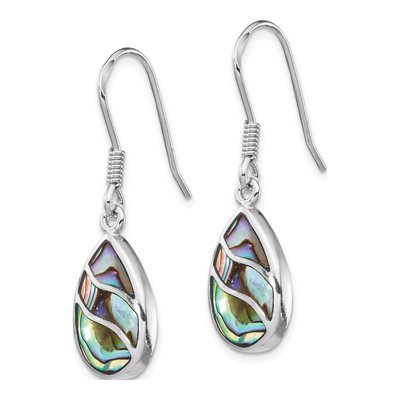 Sterling Silver Abalone Teardrop Dangle Earrings – view 3