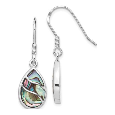 Sterling Silver Abalone Teardrop Dangle Earrings