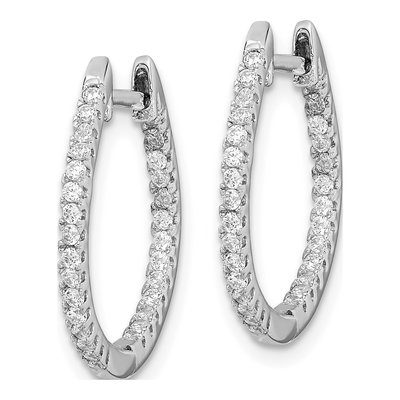 Sterling Silver 18mm CZ Inside-Out Huggie Hoop Earrings – view 3