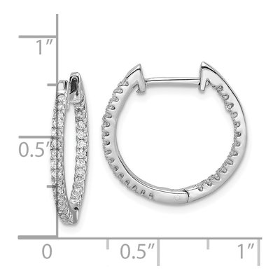 Sterling Silver 18mm CZ Inside-Out Huggie Hoop Earrings – view 6