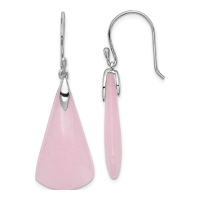 Sterling Silver Pink Quartz Dangle Earrings