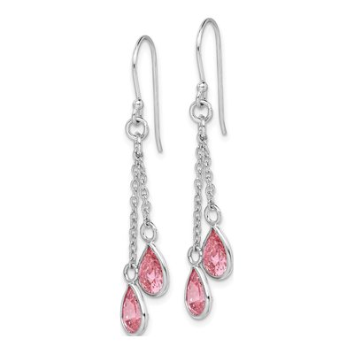 Sterling Silver CZ Teardrop Dangle Earrings – view 3