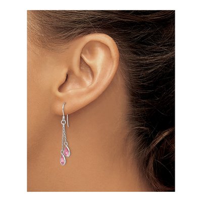 Sterling Silver CZ Teardrop Dangle Earrings – view 4