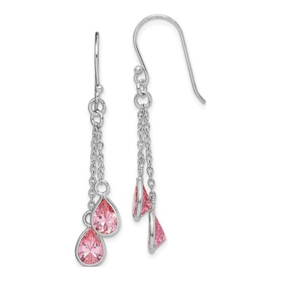 Sterling Silver CZ Teardrop Dangle Earrings