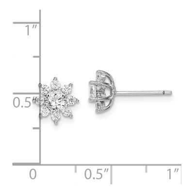 Sterling Silver Round CZ Flower Stud Earrings – view 6