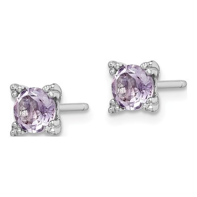 Sterling Silver 5mm Amethyst Round Stud Earrings – view 3
