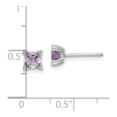 Sterling Silver 5mm Amethyst Round Stud Earrings – view 5
