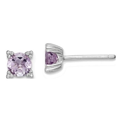 Sterling Silver 5mm Amethyst Round Stud Earrings