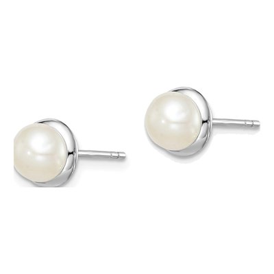 Sterling Silver Freshwater Cultured Pearl Button Stud Earrings – view 3