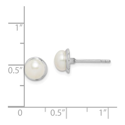 Sterling Silver Freshwater Cultured Pearl Button Stud Earrings – view 5