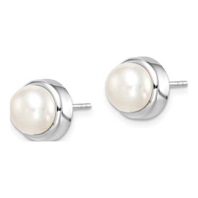 Sterling Silver Freshwater Cultured Pearl Button Stud Earrings – view 3