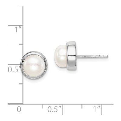 Sterling Silver Freshwater Cultured Pearl Button Stud Earrings – view 5