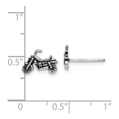 Sterling Silver Motorcycle Stud Earrings – view 3