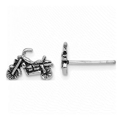 Sterling Silver Motorcycle Stud Earrings