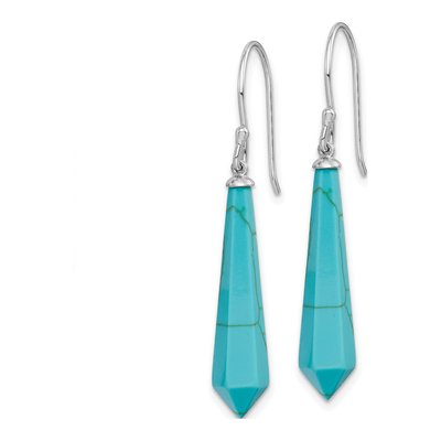 Sterling Silver Simulated Turquoise Point Dangle Earrings – view 3