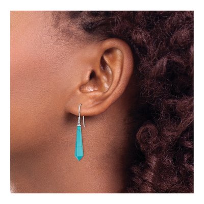 Sterling Silver Simulated Turquoise Point Dangle Earrings – view 4