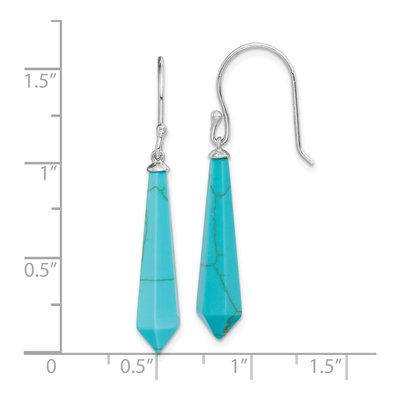 Sterling Silver Simulated Turquoise Point Dangle Earrings – view 5