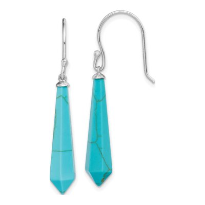 Sterling Silver Simulated Turquoise Point Dangle Earrings