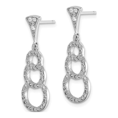 Sterling Silver CZ Circles Dangle Earrings – view 3