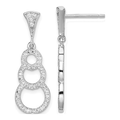 Sterling Silver CZ Circles Dangle Earrings