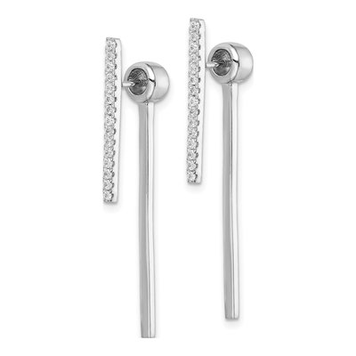 Sterling Silver CZ Bar Front Back Dangle Earrings – view 3