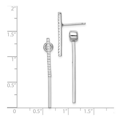 Sterling Silver CZ Bar Front Back Dangle Earrings – view 6