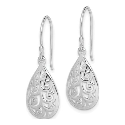 Sterling Silver Filigree Teardrop Dangle Earrings – view 3