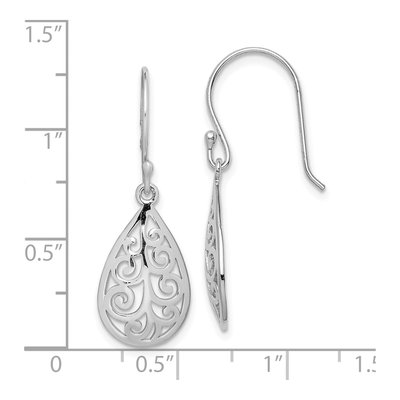 Sterling Silver Filigree Teardrop Dangle Earrings – view 6