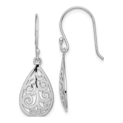 Sterling Silver Filigree Teardrop Dangle Earrings