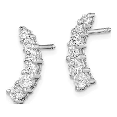 Sterling Silver CZ Curved Dangle Earrings – view 3