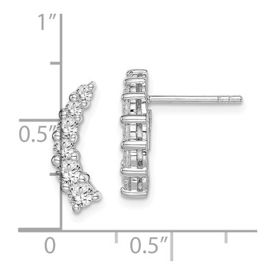 Sterling Silver CZ Curved Dangle Earrings – view 6
