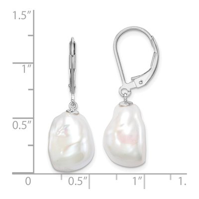 Sterling Silver Freshwater Cultured Pearl Leverback Earrings – view 4